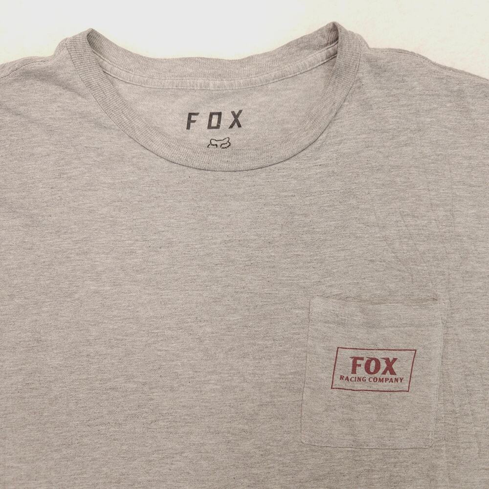 Fox Casual Crew Neck Graphic Short Sleeve Pocket T Shirt Mens Size 2XL Gray